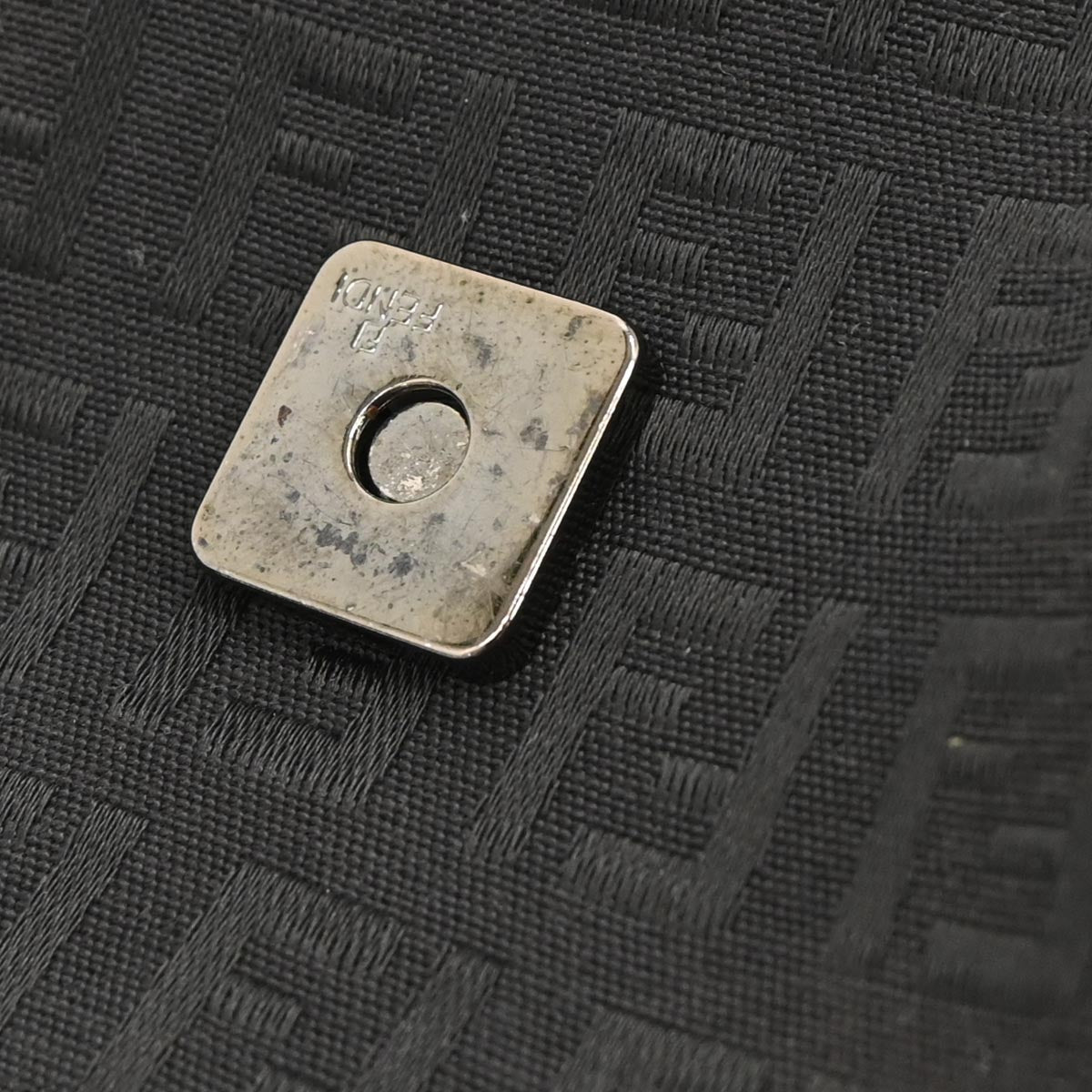 Fendi Black Canvas Zucchino Half Moon Handbag