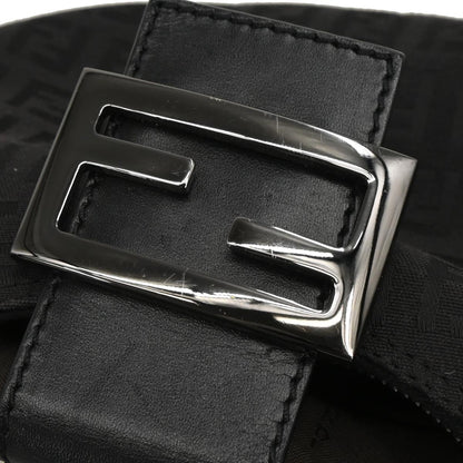 Fendi Black Canvas Zucchino Half Moon Handbag