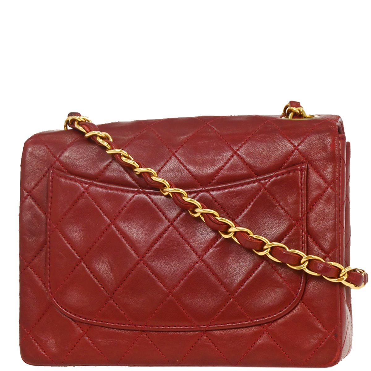 Chanel 1996-1997 Red Lambskin Mini Classic Square Flap Bag