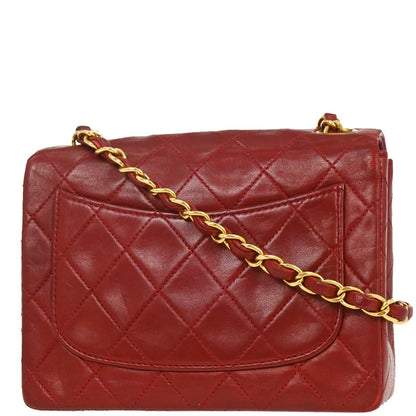 Chanel 1996-1997 Red Lambskin Mini Classic Square Flap Bag