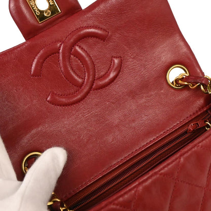 Chanel 1996-1997 Red Lambskin Mini Classic Square Flap Bag