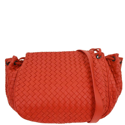 Bottega Veneta Red Lambskin Intrecciato Shoulder Bag