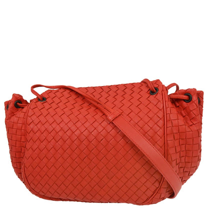 Bottega Veneta Red Lambskin Intrecciato Shoulder Bag