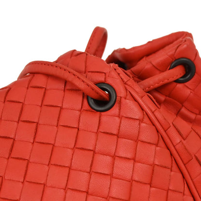 Bottega Veneta Red Lambskin Intrecciato Shoulder Bag