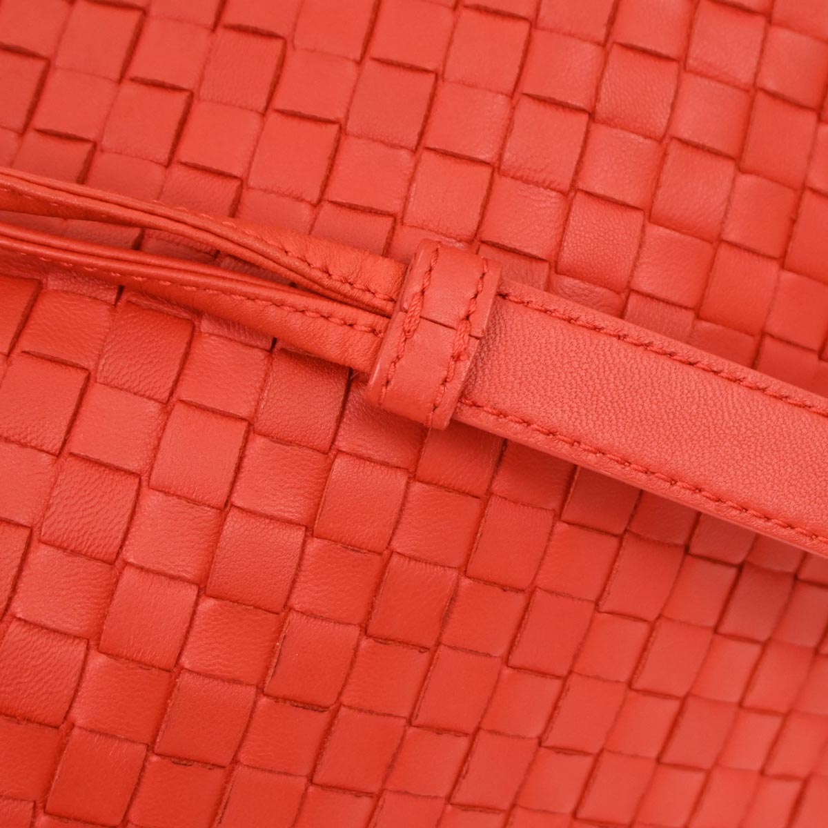 Bottega Veneta Red Lambskin Intrecciato Shoulder Bag