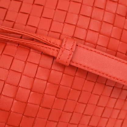 Bottega Veneta Red Lambskin Intrecciato Shoulder Bag
