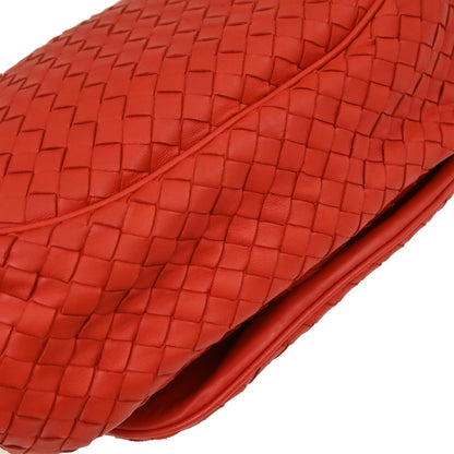 Bottega Veneta Red Lambskin Intrecciato Shoulder Bag
