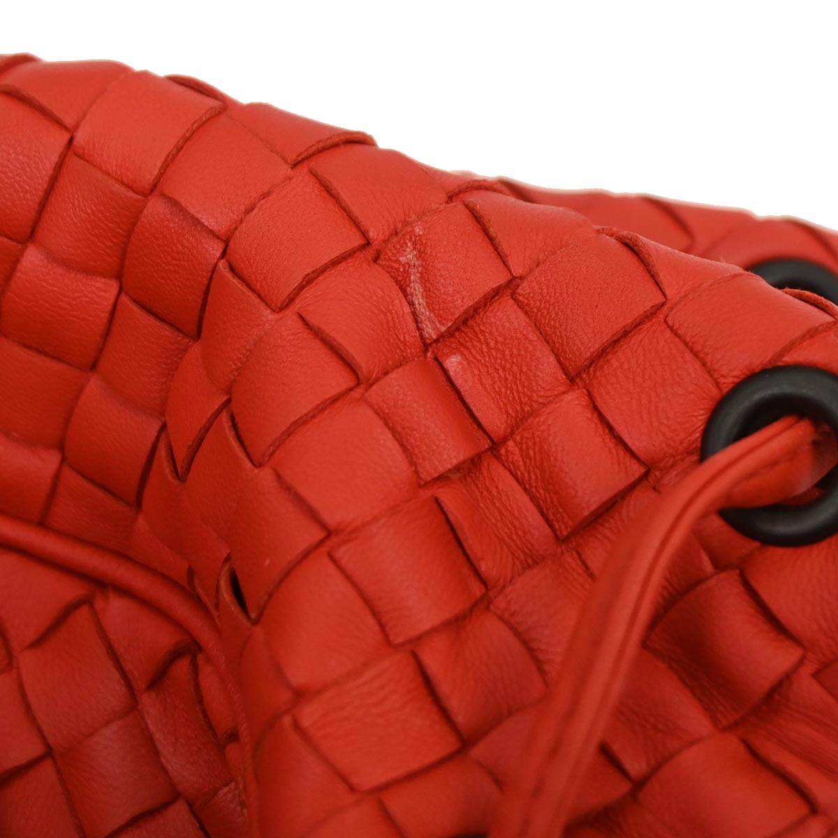 Bottega Veneta Red Lambskin Intrecciato Shoulder Bag