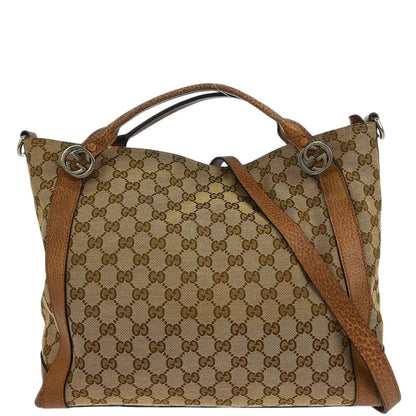 Gucci Beige Canvas GG Tote 2way Handbag