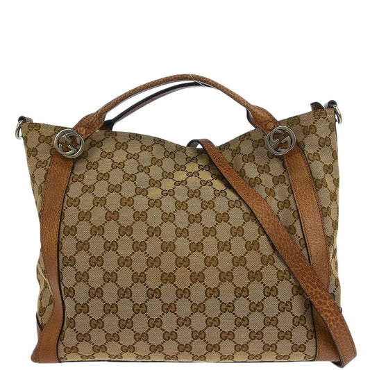 Gucci Beige Canvas GG Tote 2way Handbag