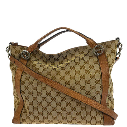 Gucci Beige Canvas GG Tote 2way Handbag