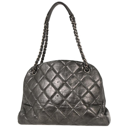 Chanel 2012 Gray Calfskin Large Mademoiselle Bowling Bag