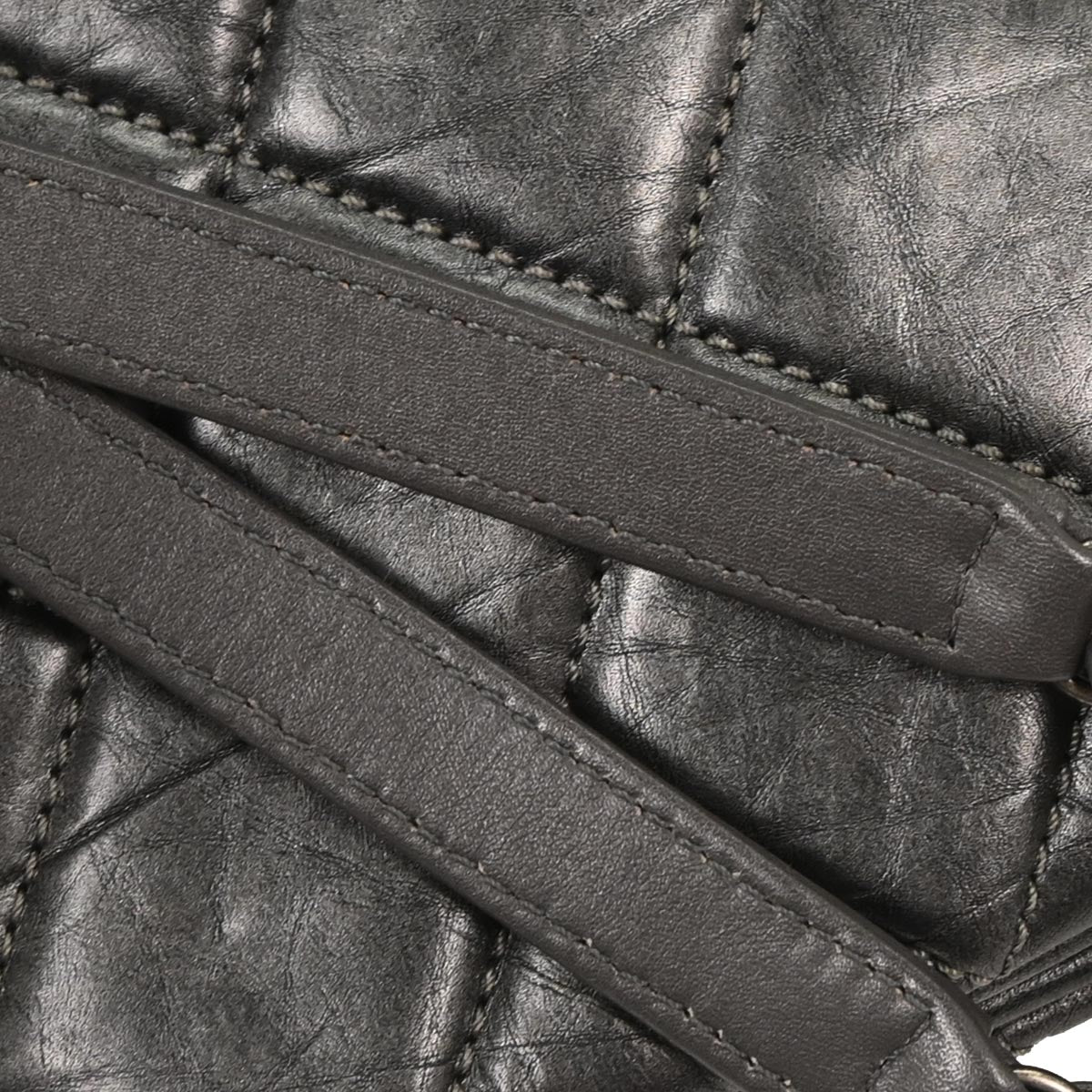 Chanel 2012 Gray Calfskin Large Mademoiselle Bowling Bag