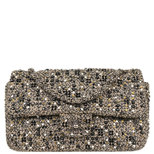 Chanel 2012-2013 Black Tweed Beaded Shoulder Bag