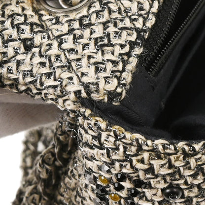 Chanel 2012-2013 Black Tweed Beaded Shoulder Bag