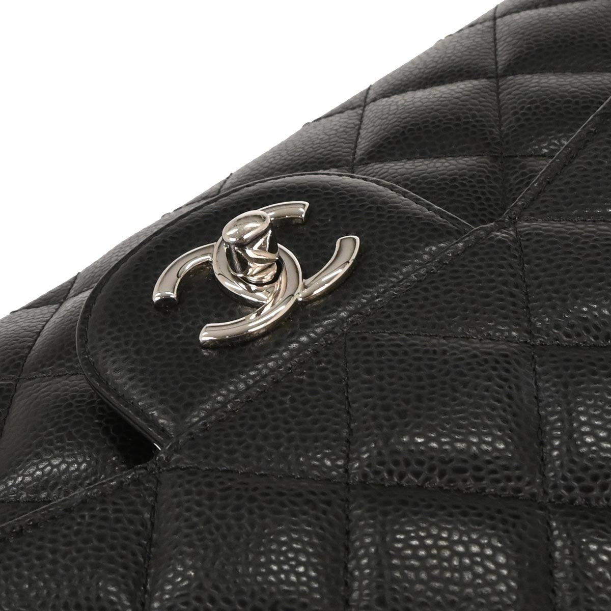 Chanel 2013-2014 Black Caviar Jumbo Classic Double Flap Shoulder Bag