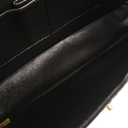 Chanel 2018 Black Calfskin Chevron Coco Pleats Medium Classic Double Flap Bag