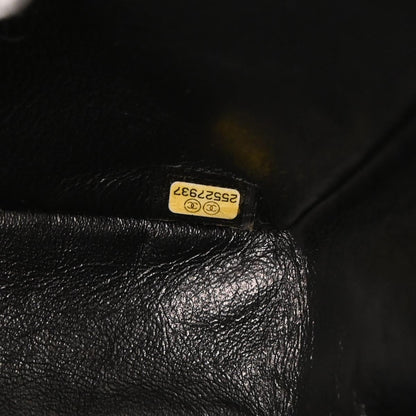 Chanel 2018 Black Calfskin Chevron Coco Pleats Medium Classic Double Flap Bag