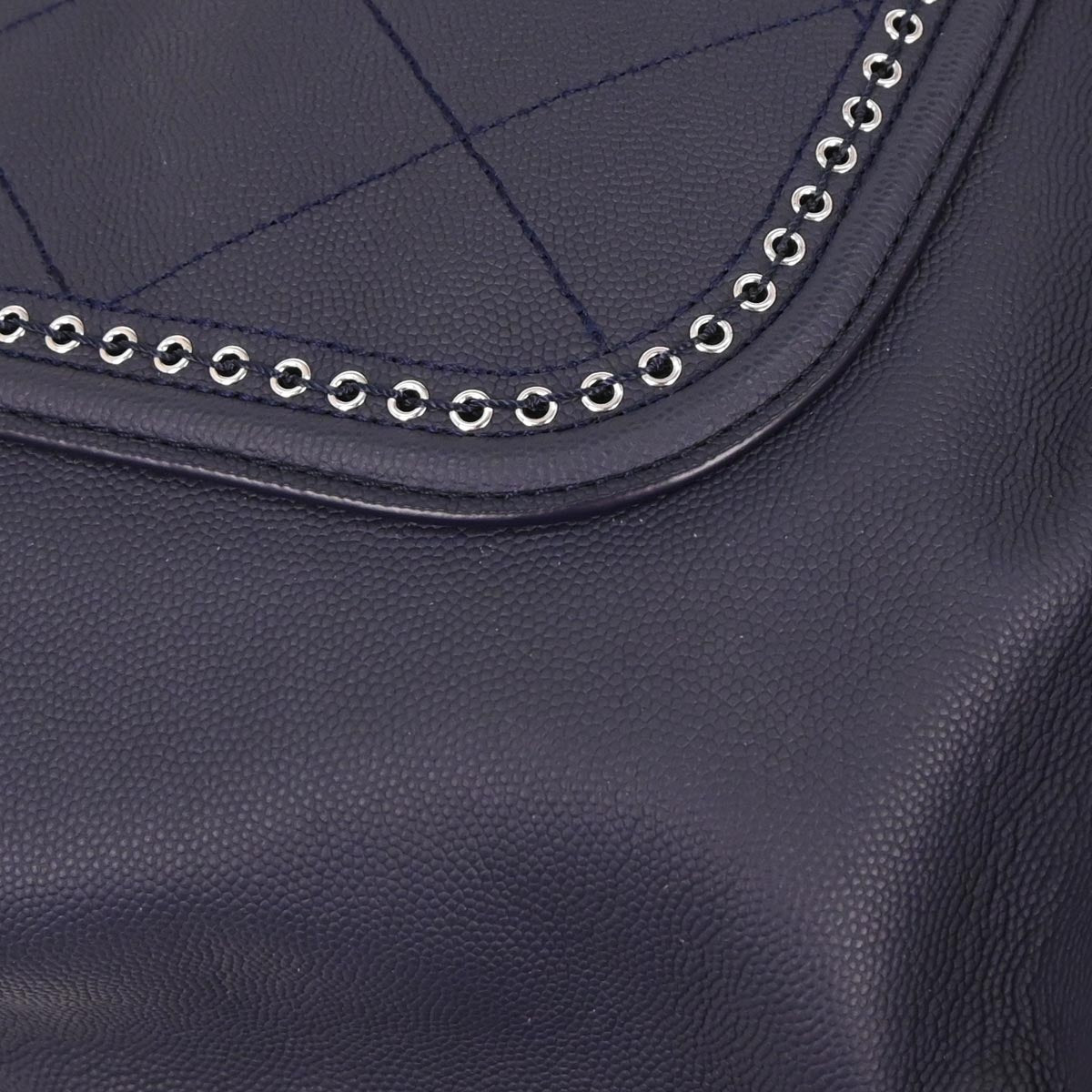 Chanel 2019 Navy Caviar Coco Eyelets Large Shopping Tote Bag