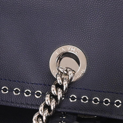 Chanel 2019 Navy Caviar Coco Eyelets Large Shopping Tote Bag
