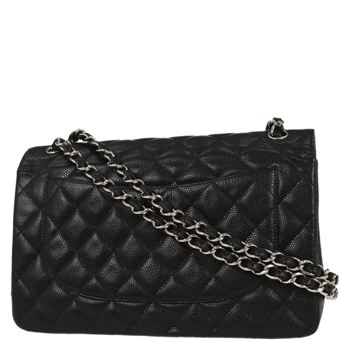 Chanel 2011 Black Caviar Jumbo Classic Double Flap Shoulder Bag