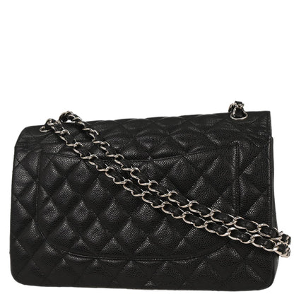 Chanel 2011 Black Caviar Jumbo Classic Double Flap Shoulder Bag