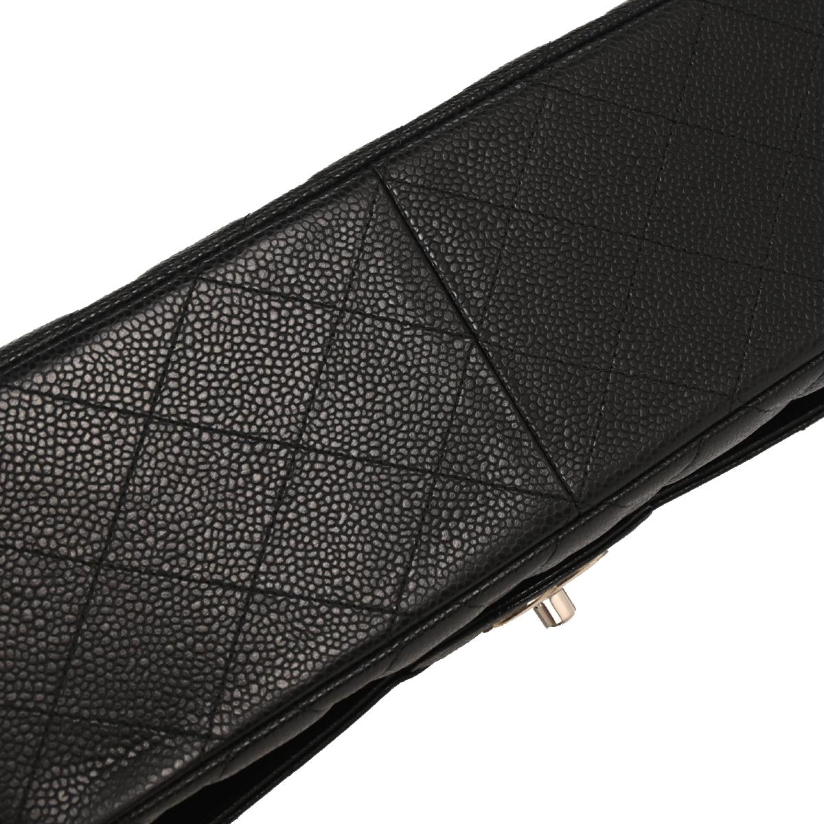 Chanel 2011 Black Caviar Jumbo Classic Double Flap Shoulder Bag