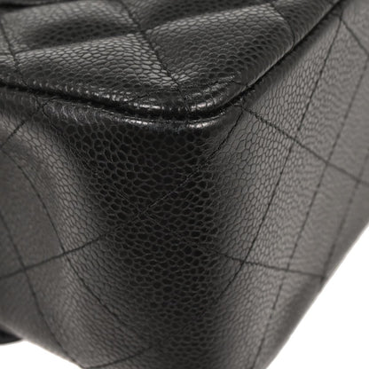 Chanel 2011 Black Caviar Jumbo Classic Double Flap Shoulder Bag