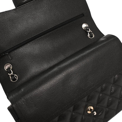 Chanel 2011 Black Caviar Jumbo Classic Double Flap Shoulder Bag