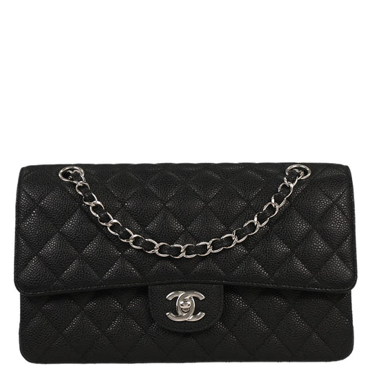 Chanel 2012 Black Caviar Medium Classic Double Flap Shoulder Bag