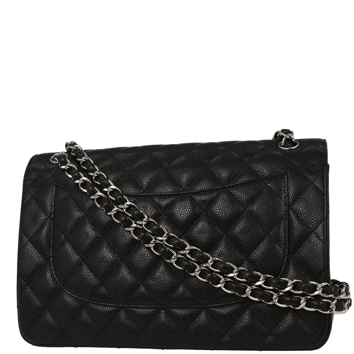 Chanel 2014 Black Caviar Jumbo Classic Double Flap Shoulder Bag