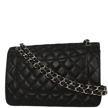 Chanel 2014 Black Caviar Jumbo Classic Double Flap Shoulder Bag