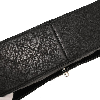 Chanel 2014 Black Caviar Jumbo Classic Double Flap Shoulder Bag