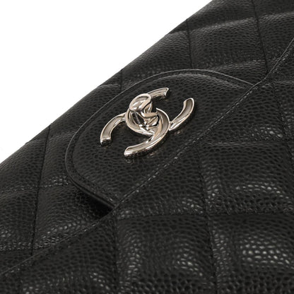 Chanel 2014 Black Caviar Jumbo Classic Double Flap Shoulder Bag