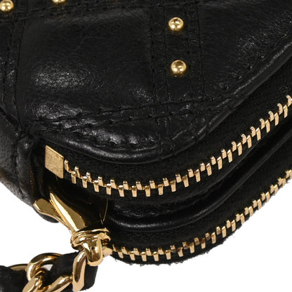 Chanel 2018-2019 Black Lambskin Studded WOC Wallet on Chain Shoulder Bag