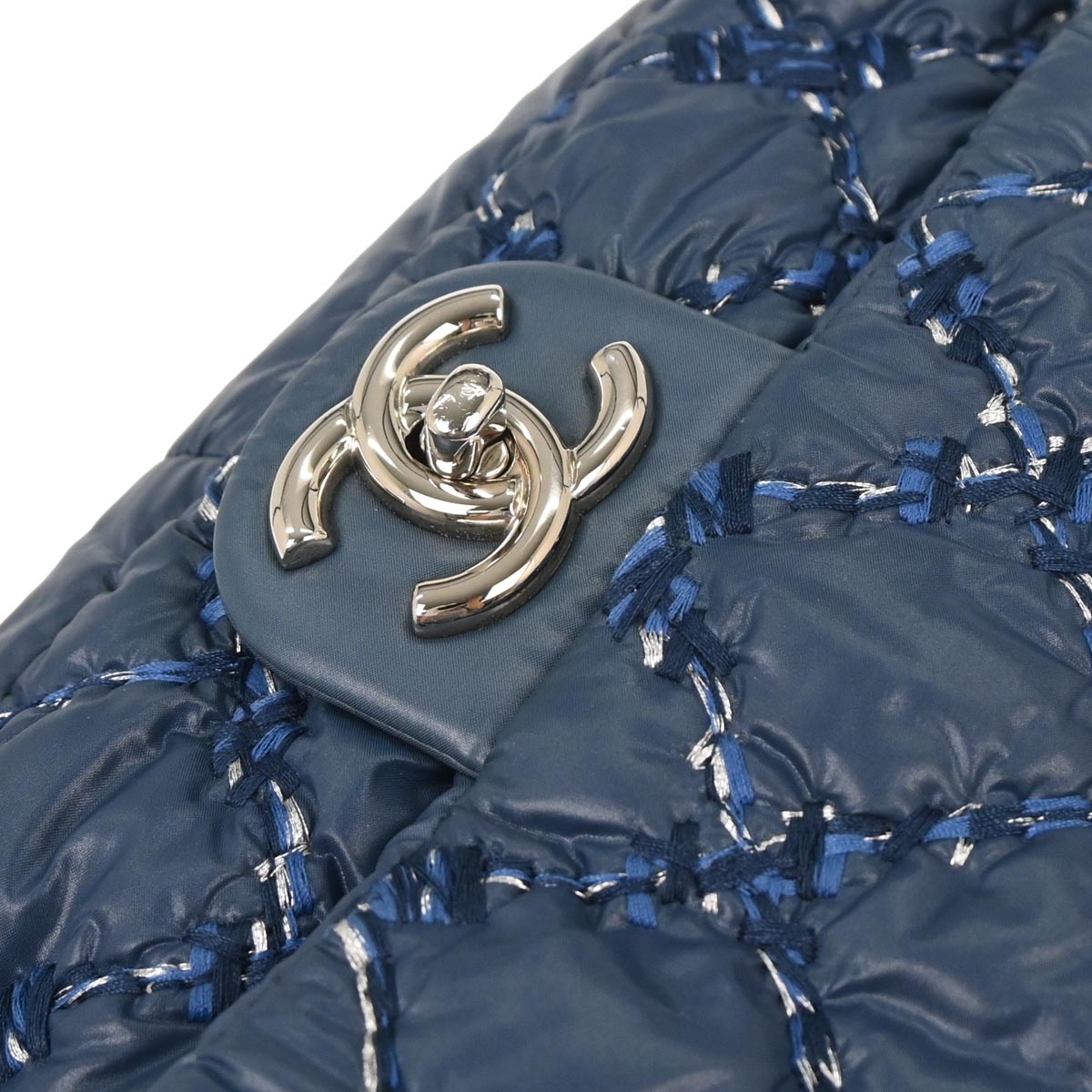 Chanel 2010-2011 Blue Nylon Paris-Byzance Tweed On Stitch Flap Bag