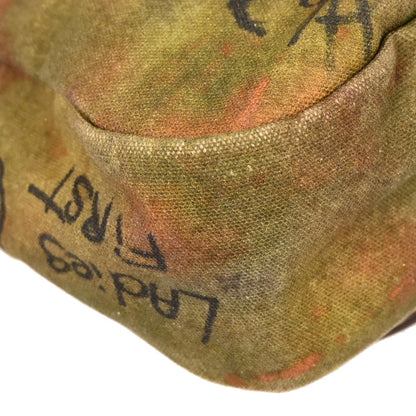 Chanel 2014-2015 Khaki Canvas Graffiti On The Pavement Shoulder Bag