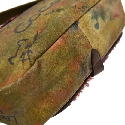 Chanel 2014-2015 Khaki Canvas Graffiti On The Pavement Shoulder Bag