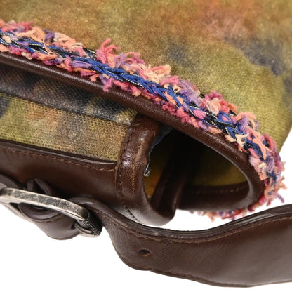 Chanel 2014-2015 Khaki Canvas Graffiti On The Pavement Shoulder Bag