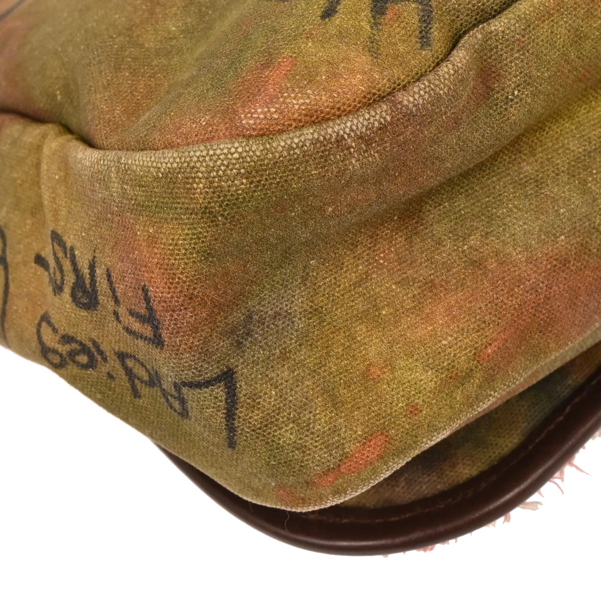 Chanel 2014-2015 Khaki Canvas Graffiti On The Pavements Shoulder Bag