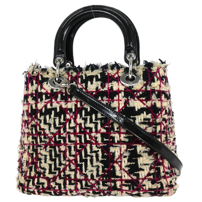 Christian Dior Purple Tweed Medium Lady Dior Cannage 2way Shoulder Handbag
