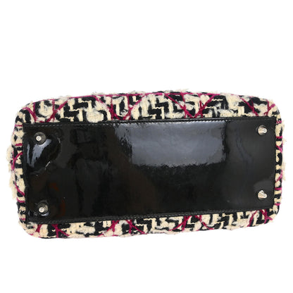 Christian Dior Purple Tweed Medium Lady Dior Cannage 2way Shoulder Handbag