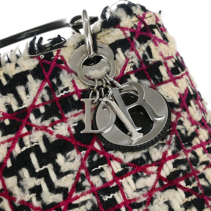 Christian Dior Purple Tweed Medium Lady Dior Cannage 2way Shoulder Handbag