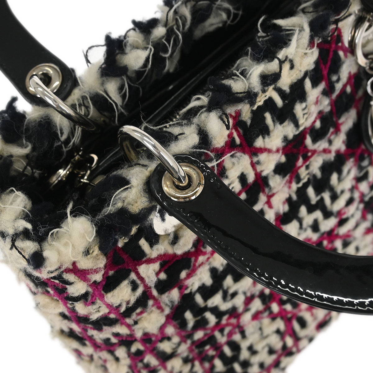 Christian Dior Purple Tweed Medium Lady Dior Cannage 2way Shoulder Handbag