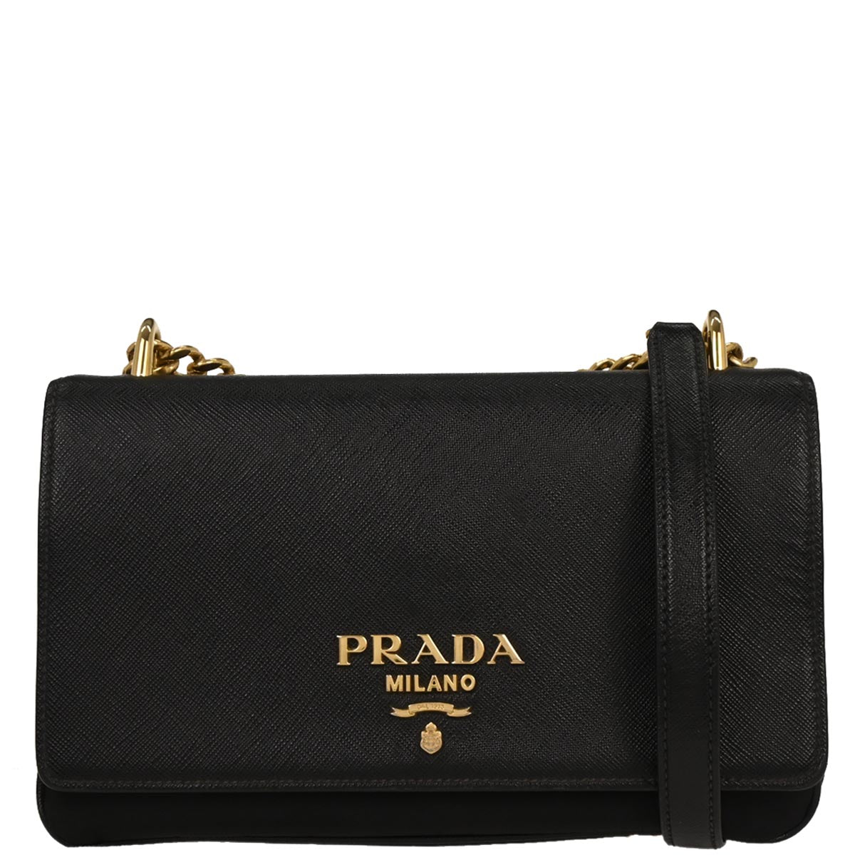 Prada Black Leather Chain Shoulder Bag