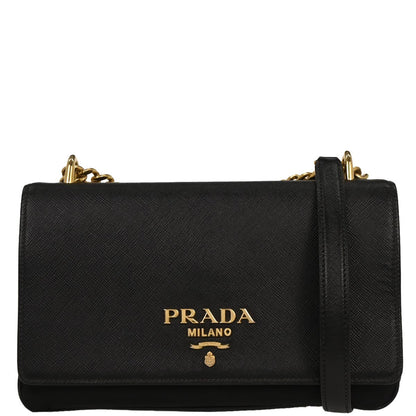 Prada Black Leather Chain Shoulder Bag