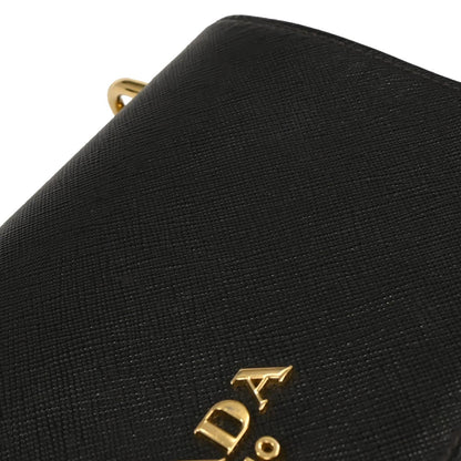 Prada Black Leather Chain Shoulder Bag
