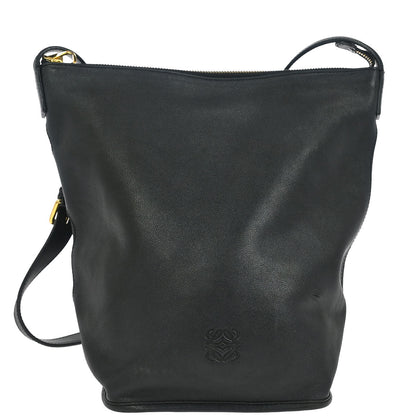 Loewe Black Leather Bucket Shoulder Bag