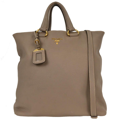 Prada * Brown Leather Tote 2way Shoulder Handbag