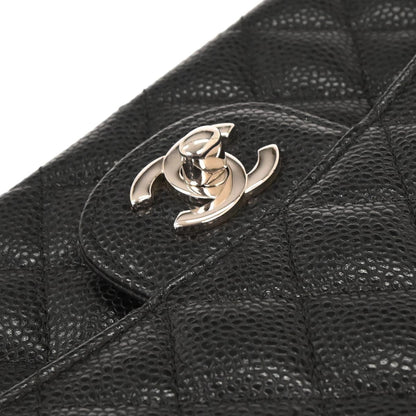 Chanel 2019 Black Caviar Medium Classic Double Flap Shoulder Bag 155715